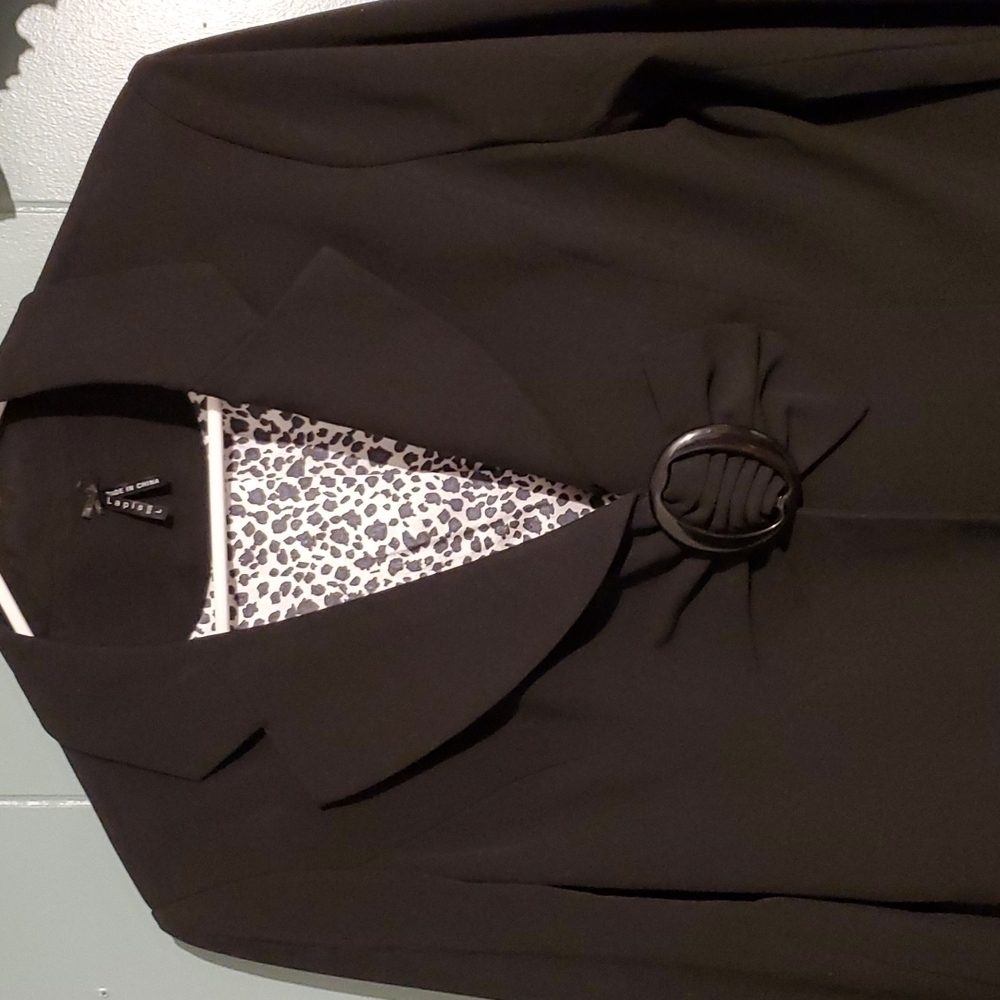 LAPIS Black Gray Leopard Print Lined Blazer - Picture 6 of 9